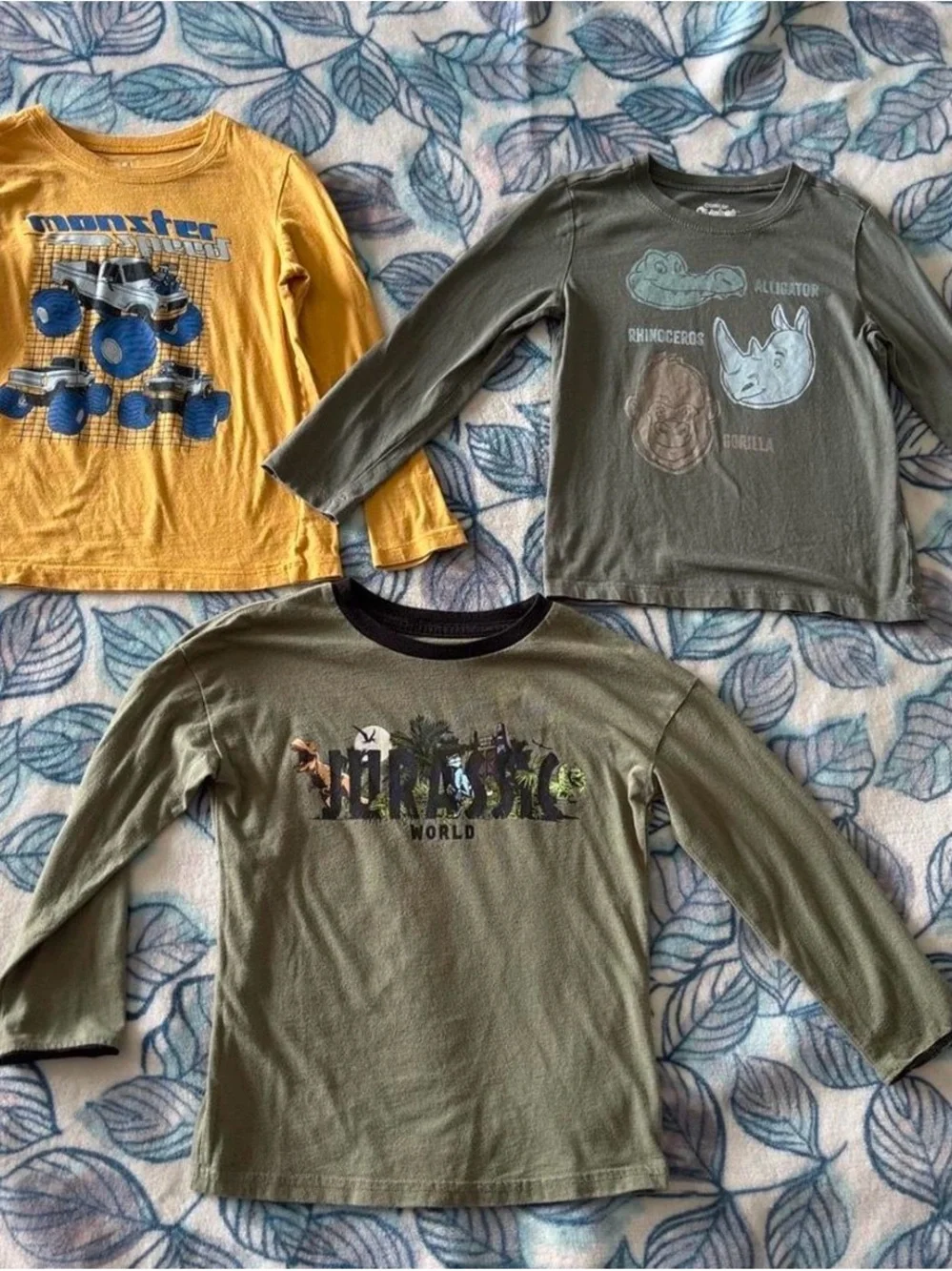 OshKosh B'gosh Yellow and Olive Green Long-Sleeve Graphic Tees Pack